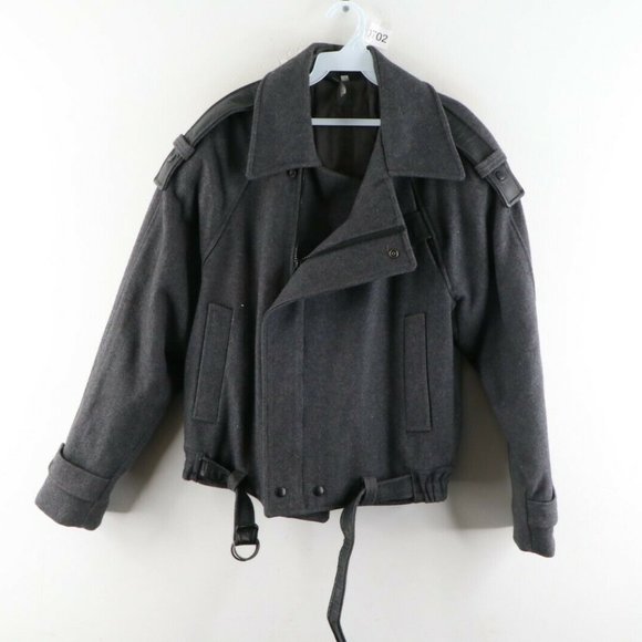 Vtg 80s Rockabilly Wool Leather Trim Bomber Jacket